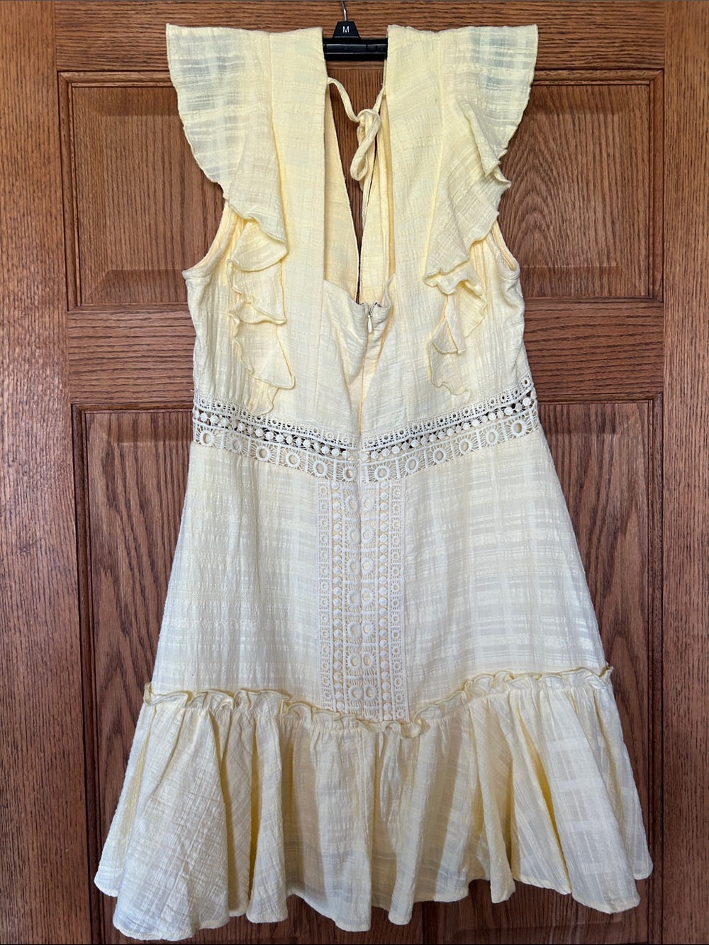 Yellow Ruffle Lace-Detail Mini Dress - Picture 6 of 7